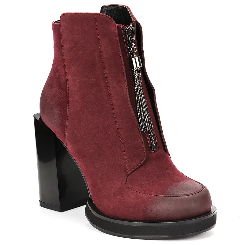 Женские ботильоны на молнии DORATASIA черные ботинки массивном каблуке большие