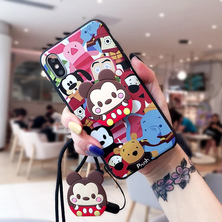 SAM S10 plus милый 3D Doraemon чехол для телефона для samsung Galaxy S7 Edge S8 S9plus S10E note8/note9 мультяшный чехол+ ремешок