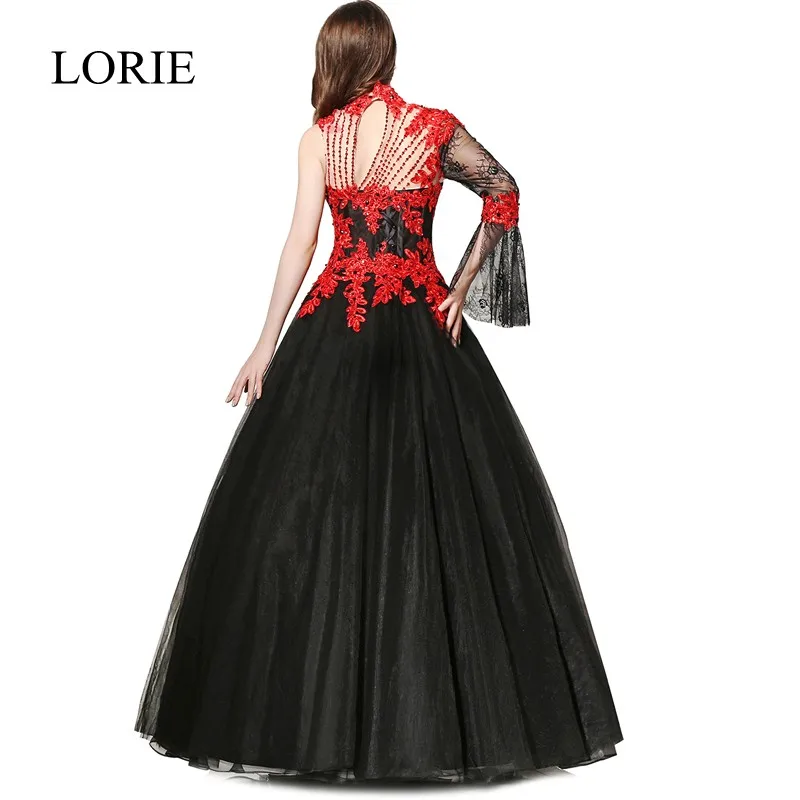 Свадебное платье LORIE Robe 2018 черного и красного цвета винтажное кружевное с высоким
