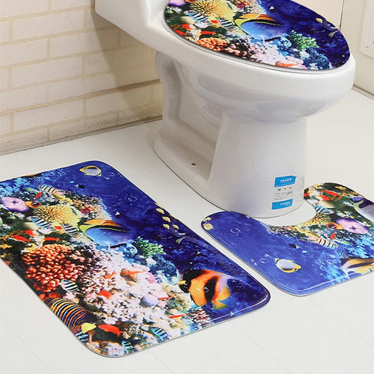 3 шт. приморский город Toliet U коврик Ванная комната коврик для ванной комплект Нескользящие 50x80 см и 45x75 см Tapis Salle De Bain Tapete Banheiro