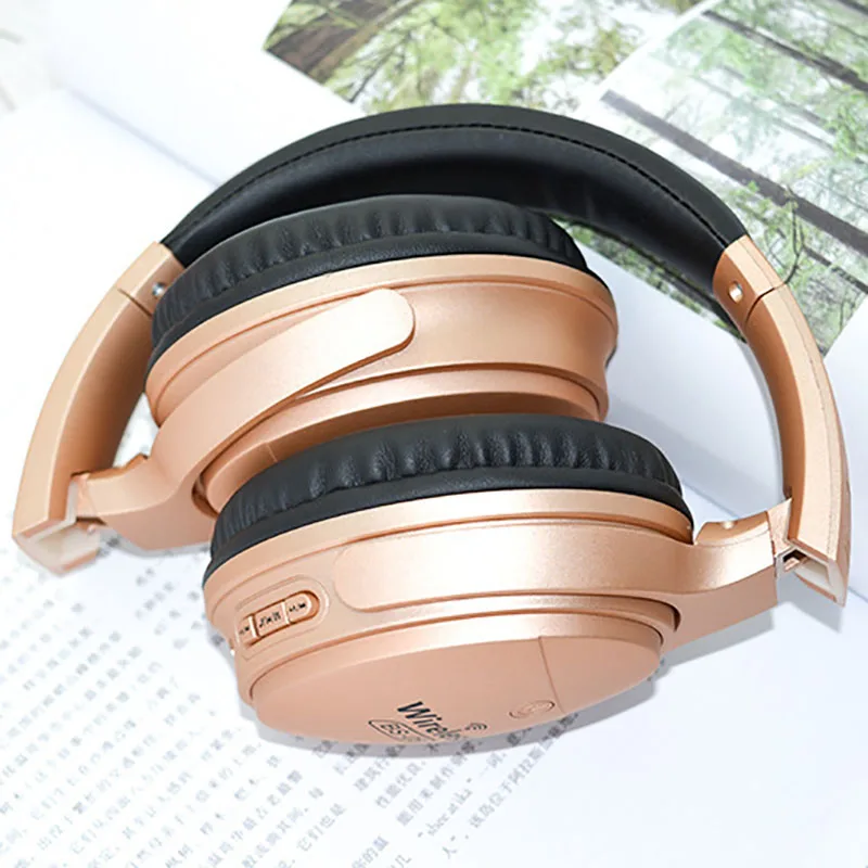 Беспроводные наушники, Bluetooth гарнитура, складные регулируемые наушники с микрофоном, поддержка аудио кабеля, TF карта, воспроизведение для телефона, ПК, MP3