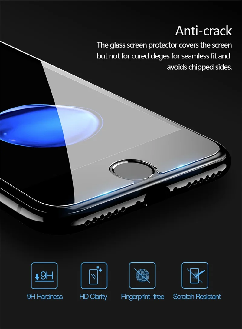 Чехол CAFELE из закаленного стекла для iPhone 6, 6s, 7, 8 plus, защита экрана 2.5D HD, прозрачное Защитное стекло для iPhone 7, 8, защитная пленка