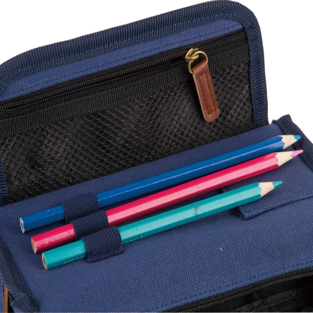 Многофункциональный вместительный холщовый школьный чехол карандаш в полоску