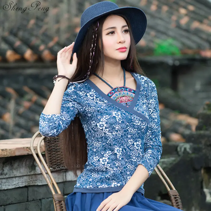 Женский Традиционный китайский топ в стиле ретро Tang короткая блузка китайском