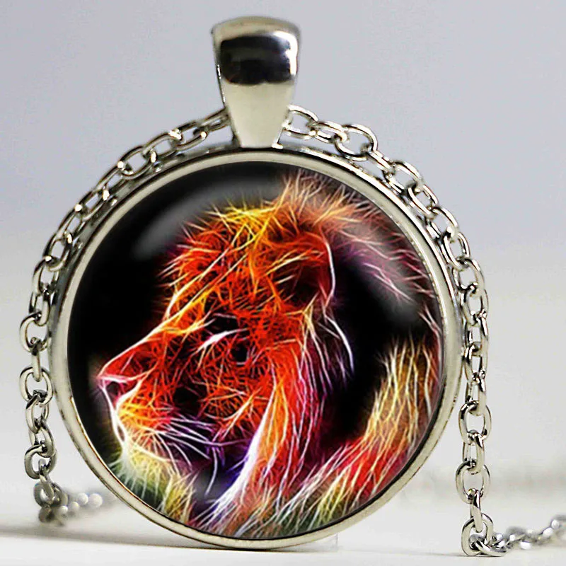 Ожерелье с подвеской в виде фрактального льва винтажное животное подвеска дикой