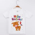 Детская Хлопковая футболка с принтом коровы, для девочек