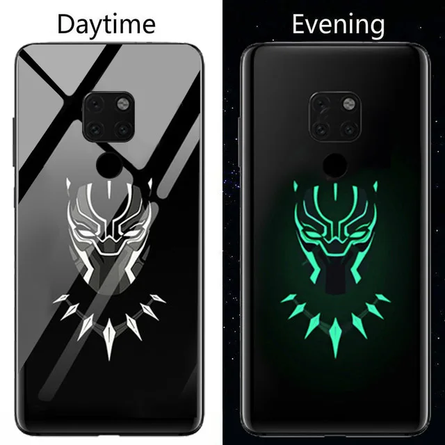 Black Panther Чудо-яд Железный человек чехол в виде светящегося стекла для huawei mate 30 20 10 Pro Honor 20 10 9 Lite Бэтмен Черная пантера чехол для телефона Funda - Цвет: Black Panther