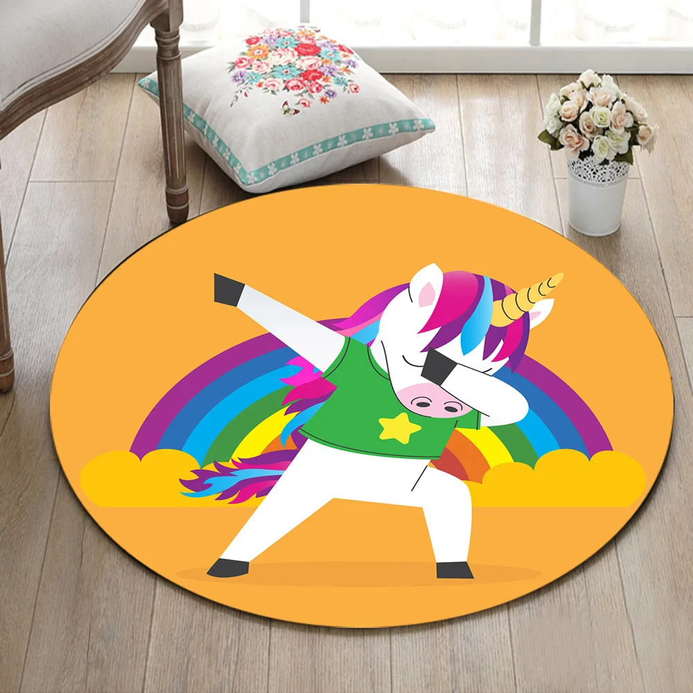 Радуга Милый Единорог желтый круглый Memory пена коврик и ковер для детей дома