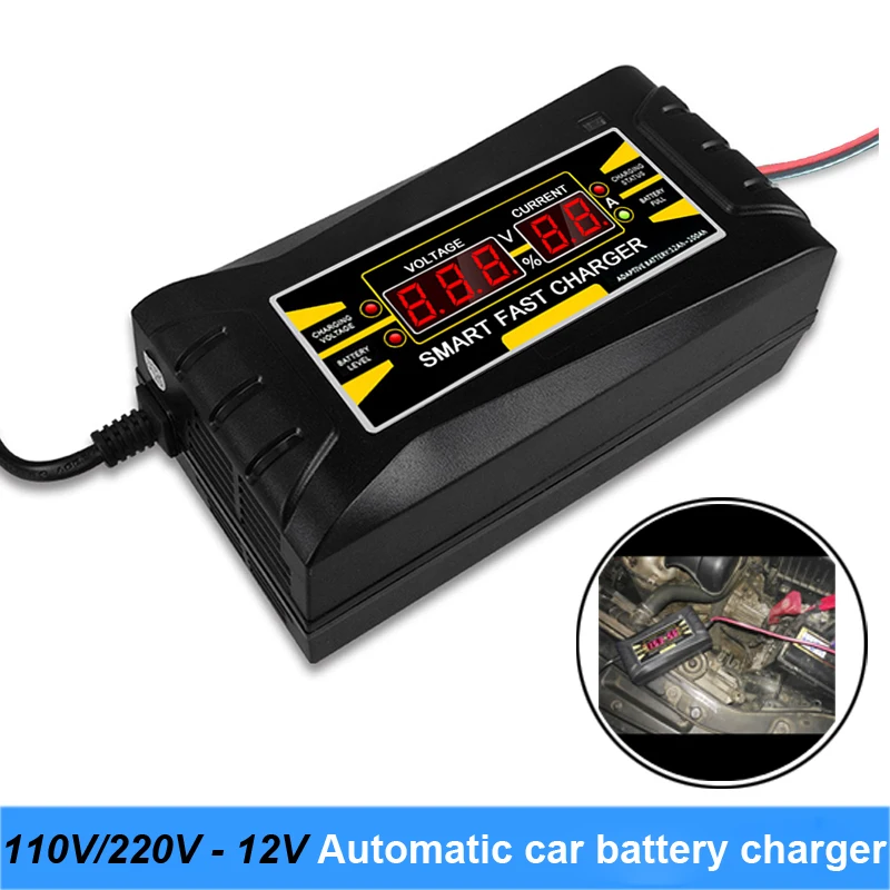 Full Automatic Car Battery Charger 110V/220V To 12V 6A 10A Smart Fast Power Charging Suitable for car motorcycle battery Turmera |
