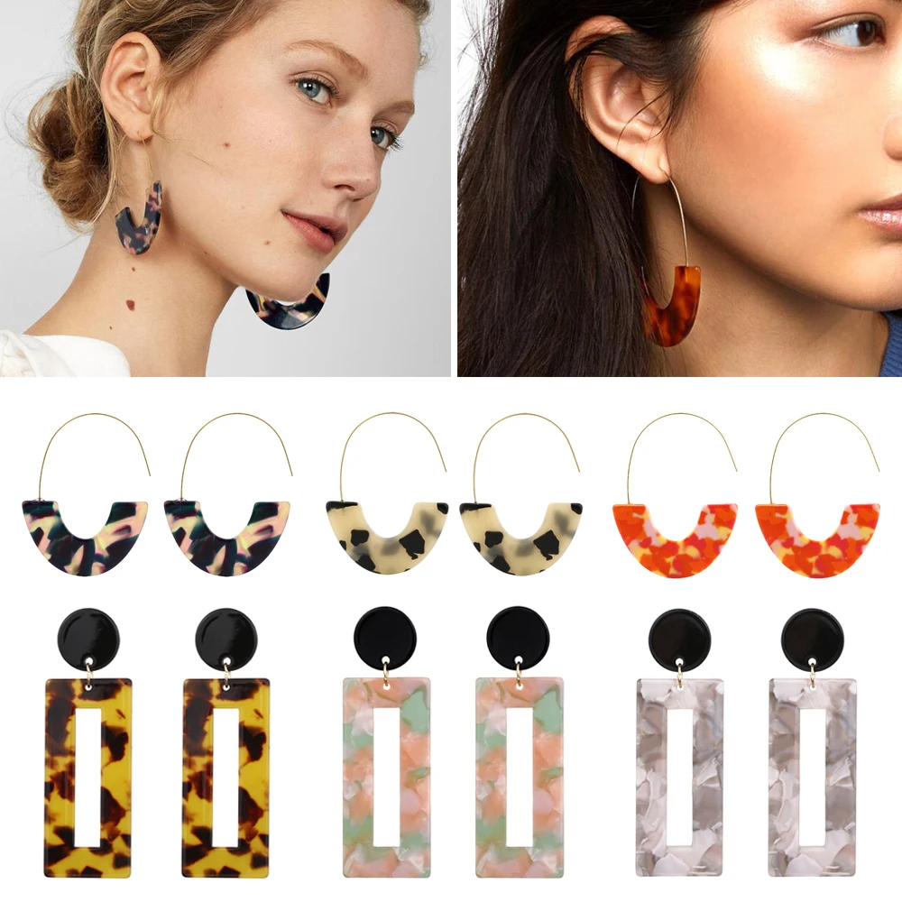 Vanmos Модные леопардовые печать акрил кристалл серьги многоцветные круг