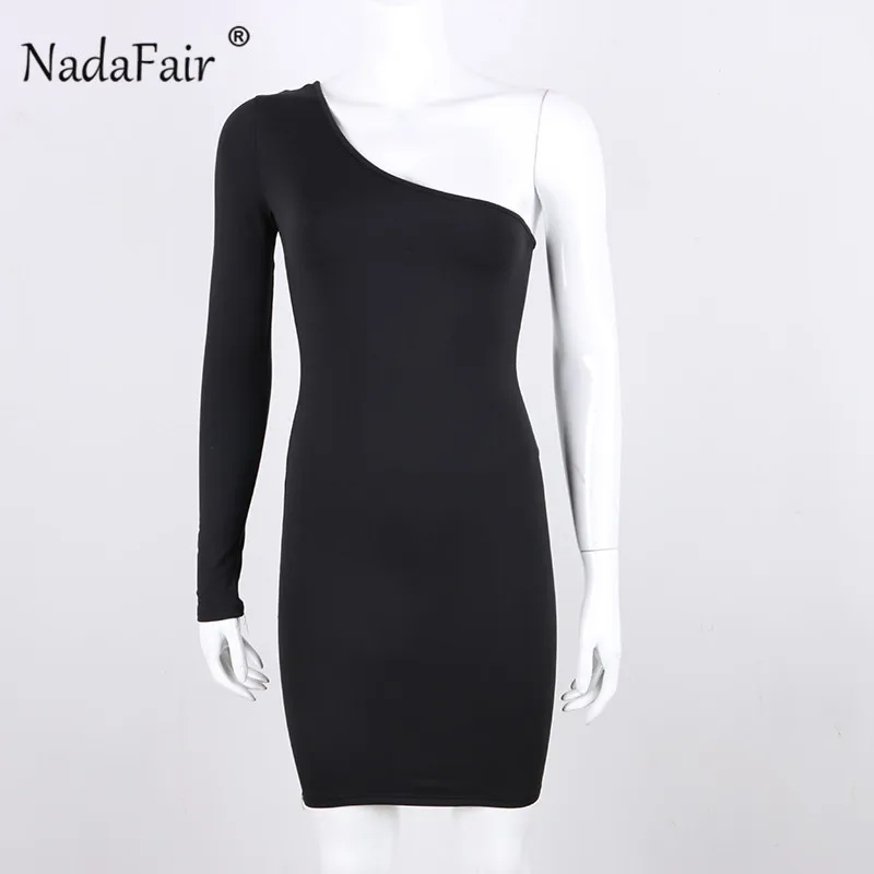 Женское клубное облегающее платье Nadafair черно белое повседневное стрейчевое мини