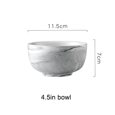 4.5in bowl 1Pce скандинавские керамические наборы посуды креативная мраморная текстура обеденная тарелка десерт закуски стейк блюдо рисовая чаша соус блюдо прочный - Цвет: 4.5in bowl