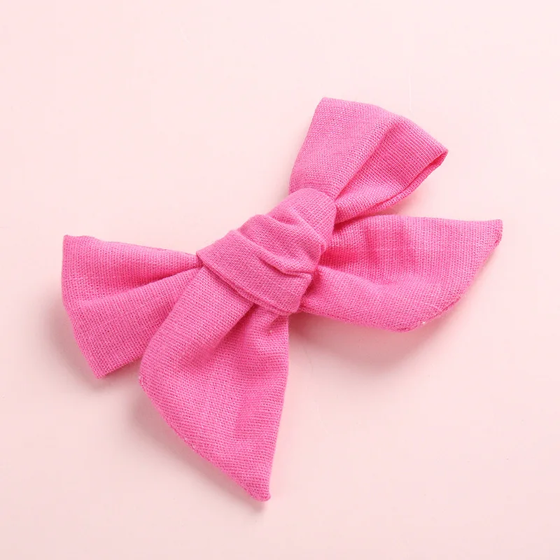 Hot pink with Clip Весенне-летние заколки для волос или повязки на голову, украшенные цветами и бантом, Школьный бант для волос для девочек, заколки для девочек, аксессуары для волос, реквизит для фотосессии - Цвет: Hot pink with Clip