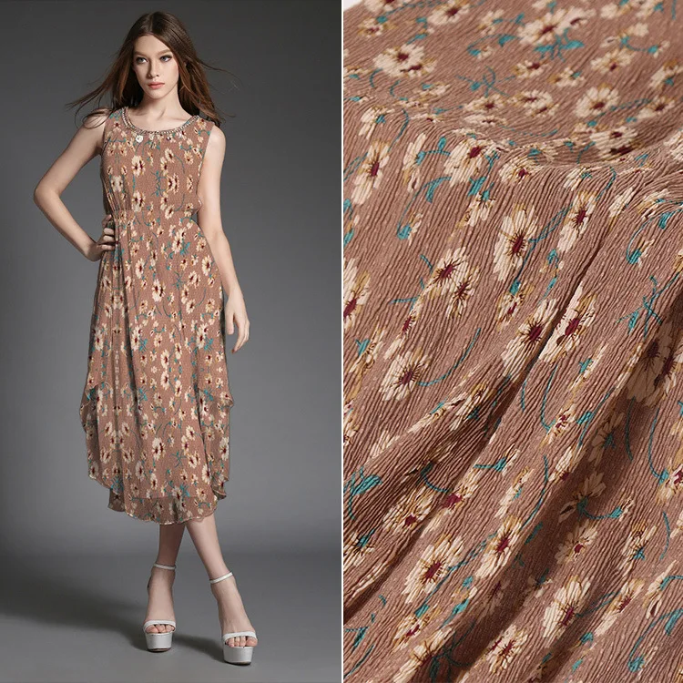 Производители Продающие Пятно 75d Печатных Шифон Щебень Сладкий Свежий Цветочный