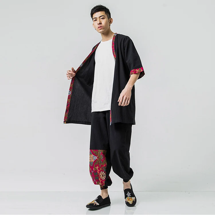 Sinicism Store, мужские комплекты, красный, уличная одежда, хлопок, лен, спортивный костюм, мужская летняя одежда,, китайский стиль, спортивный костюм, модный