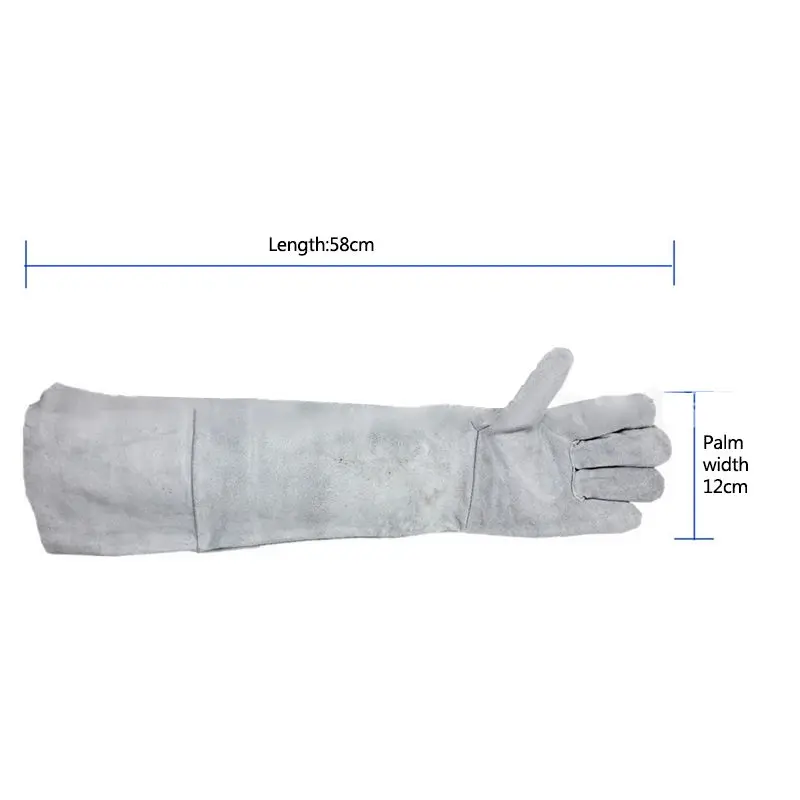 

50-60CM Extended Cowhide Welding Gloves Heat Insulation Breathable Electrician Supply Reusable Gloves Worker Protective Tool