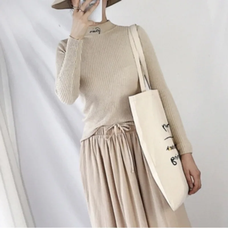 Genayooa Letter Sweater Woman Autumn And Winter Knitted Green Womens Pullover Long Sleeve Sweaters Slim Elastic | Женская одежда
