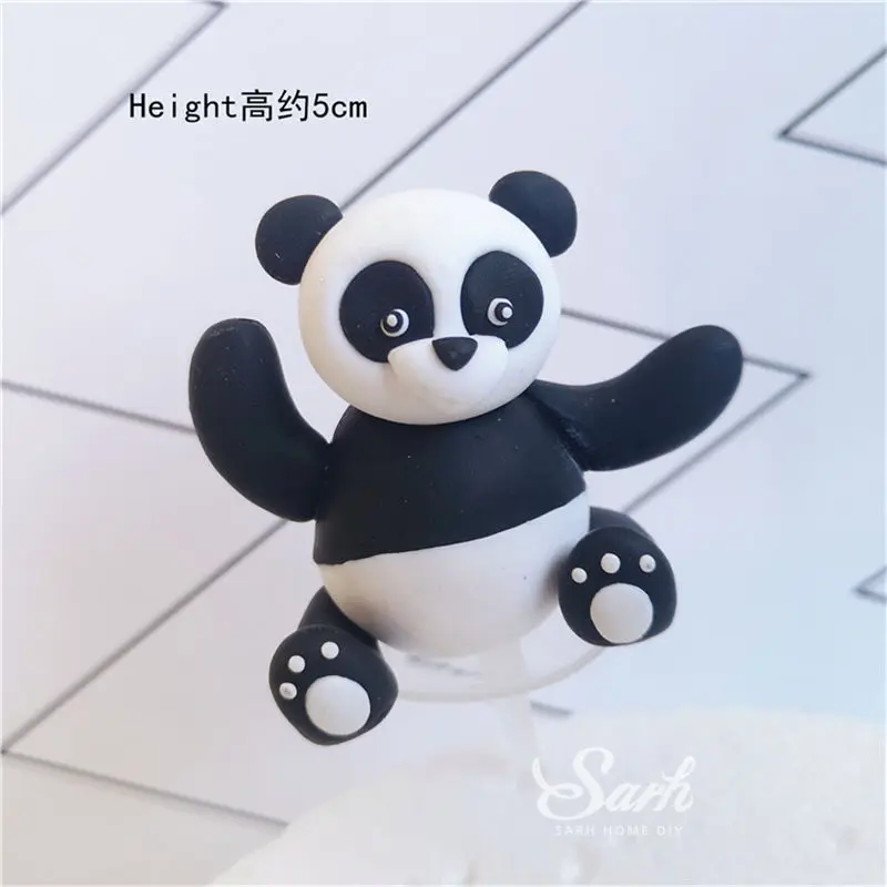 Panda Украшения в виде панды, медведя, Льва, лягушки, слона для детского дня рождения, вечерние топперы для торта, свадебные принадлежности для дня рождения, милые подарки для выпечки - Цвет: Panda