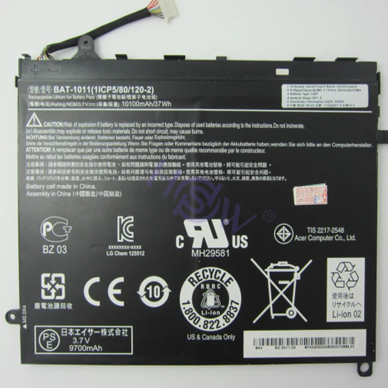 HSW ноутбука Батарея для acer Iconia Tab летучая мышь-1011 1ICP5/80/120-2 A510 батареи планшетный ПК