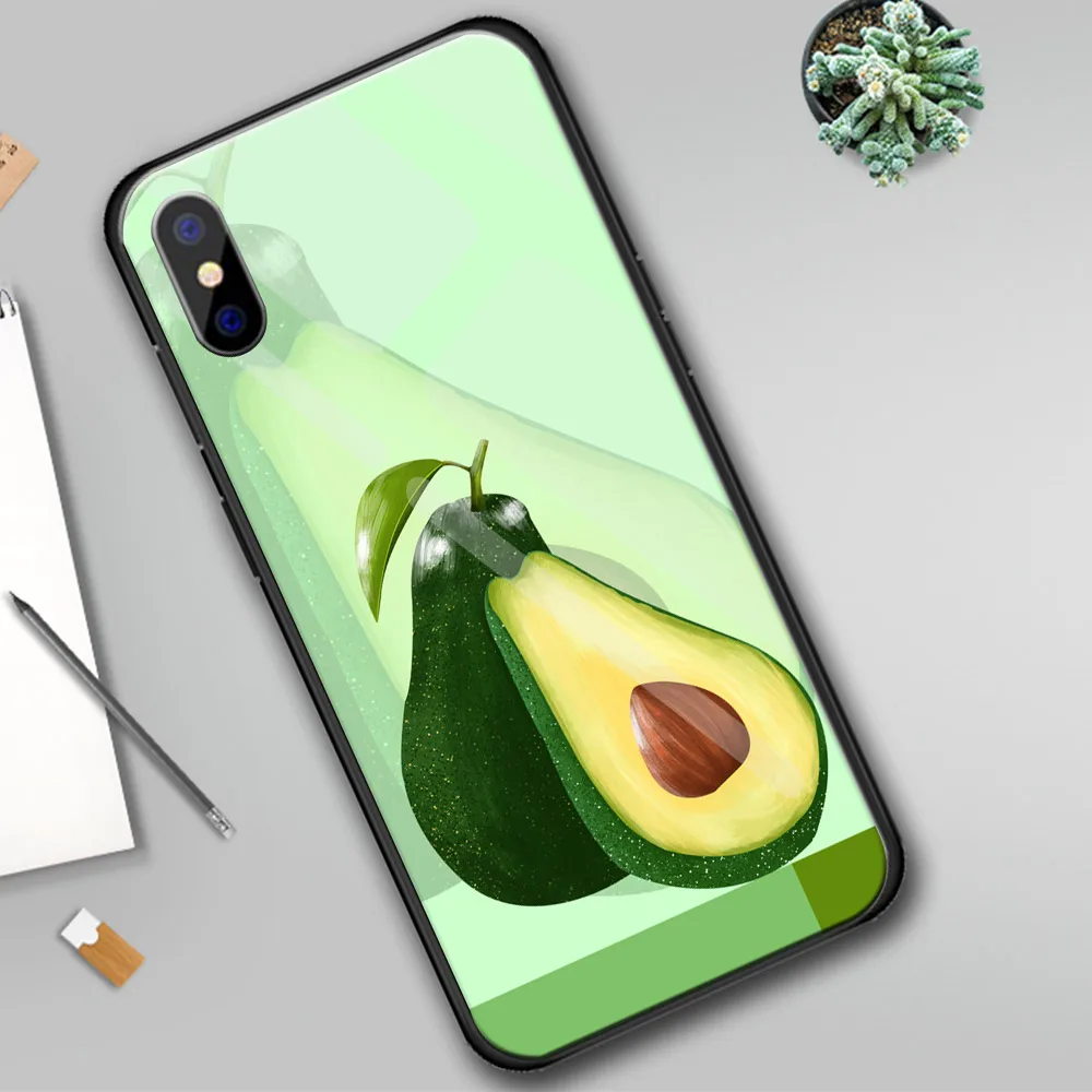 Милый стеклянный чехол с изображением ананаса авокадо для Iphone XS Max XR 8 7 6 5 5S