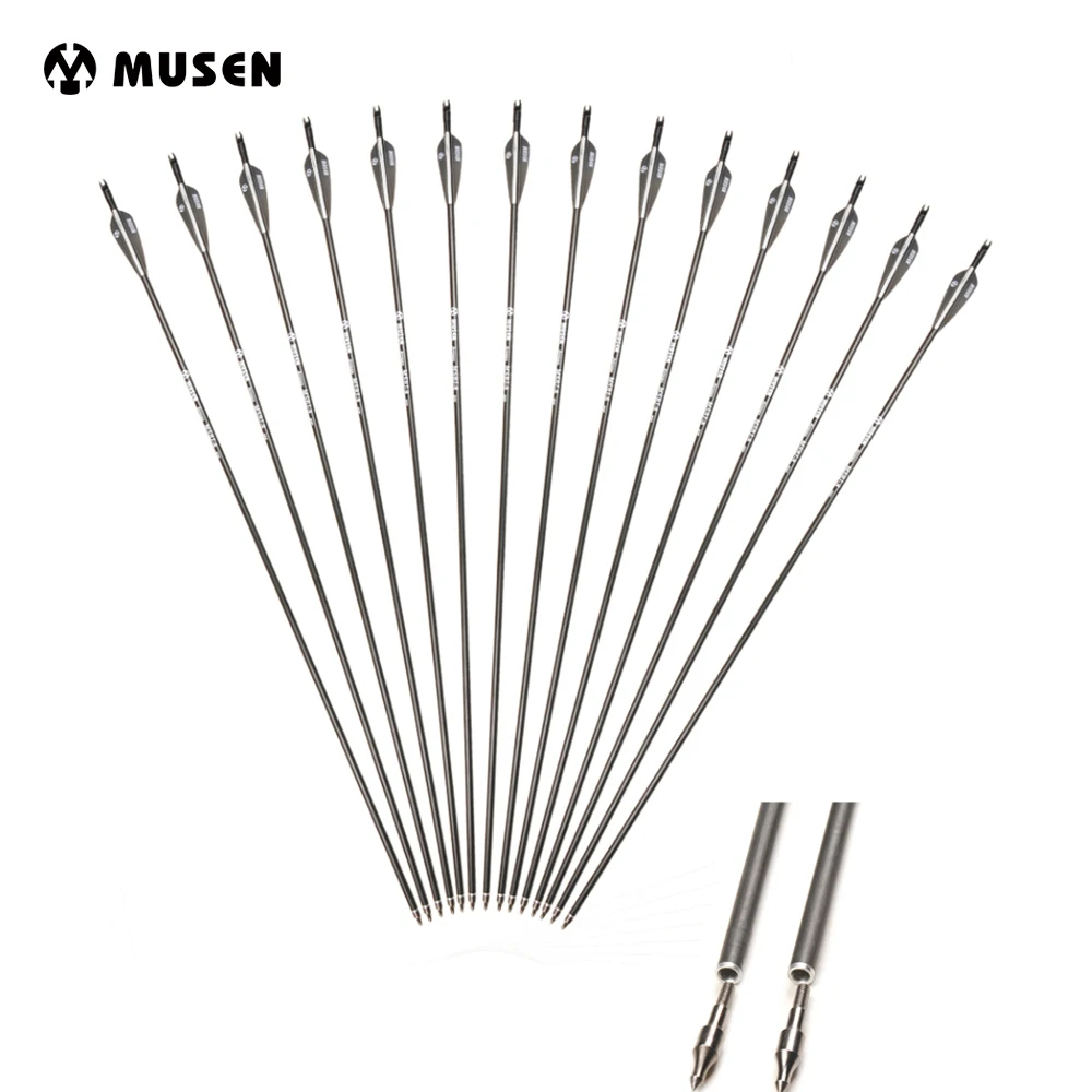 

6/12/24pcs Spine 500 Fiberglass Arrows 30 Inches with Replaceable Arrow head OD 8mm for Recurve/ Compound Bows Archery Hunting