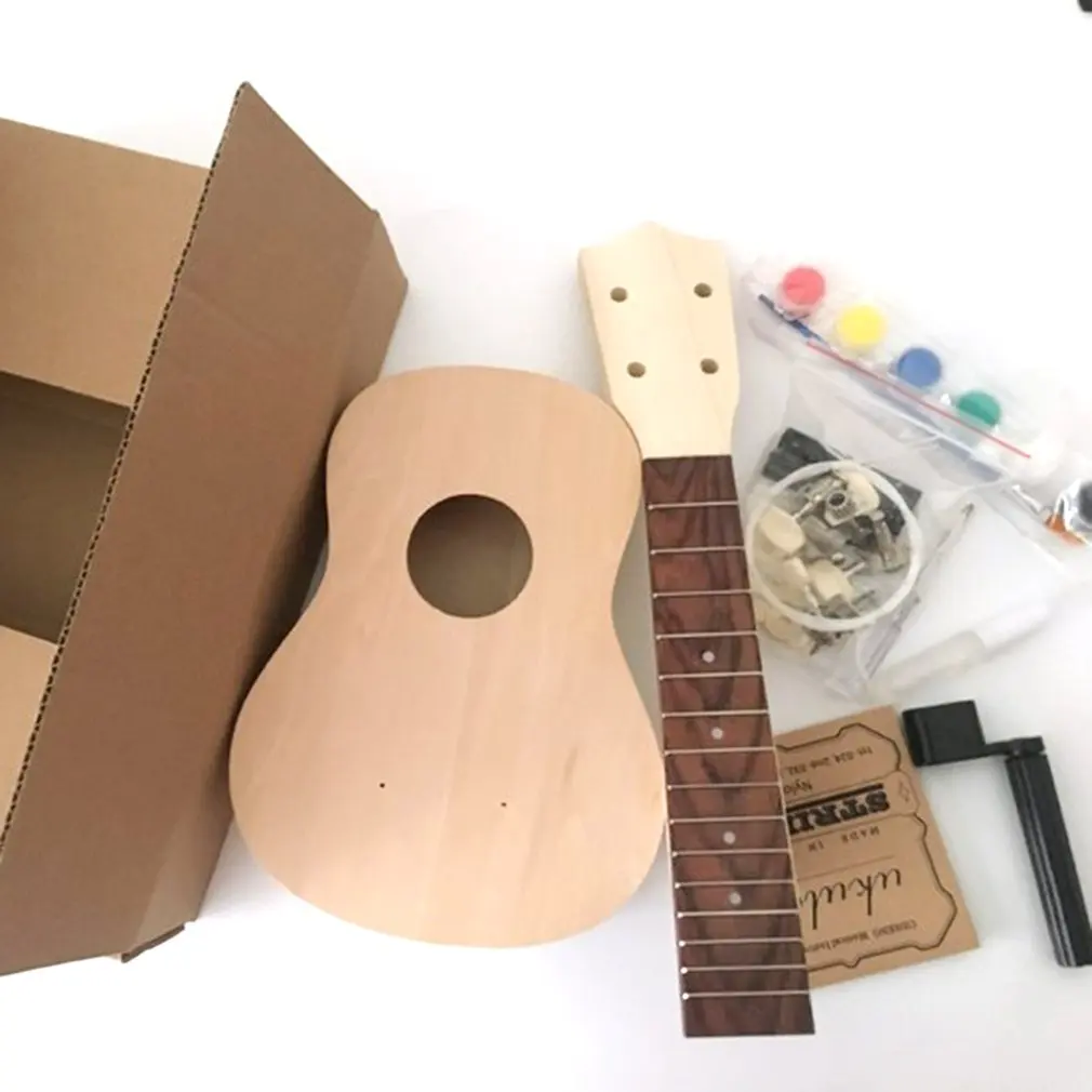 Портативный размер 21 дюймов укулеле DIY комплект Гавайская гитара картина ручной