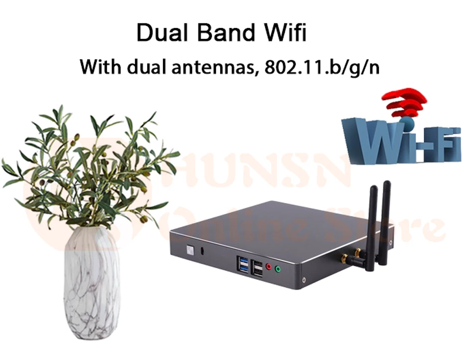 Мини-ПК, настольный компьютер, AMD quad core LX 420, Windows 10/Ubuntu,(серый), [HUNSN BH08GL],(COM/VGA/HD/LAN/6USB2. 0/2USB3. 0/вентилятор