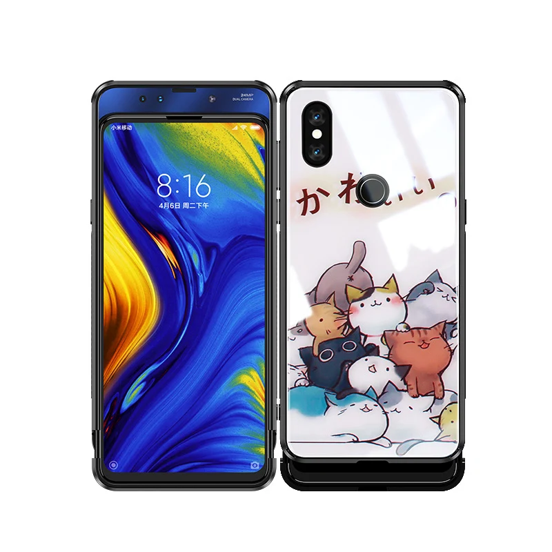 YDMM VPOWER для Xiaomi mi x 3 чехол с рисунком из мультфильма закаленное стекло Взрывозащищенный чехол для Xiaomi mi x 3 SE противоударный стеклянный чехол - Цвет: YDMM