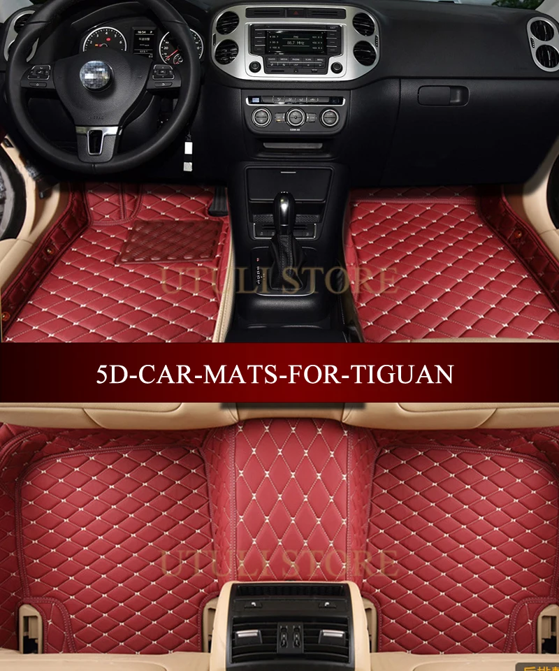 Кожаные автомобильные коврики для Volkswagen Tiguan Touareg Touran Vento подходят любых погодных