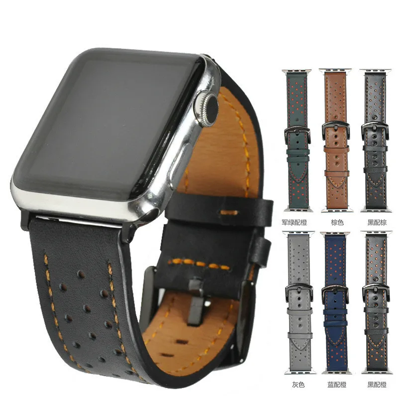2018 новый бренд Crazy Horse кожаный ремешок для наручных часов Smart Apple Watch Iwatch 1/2/3 размер