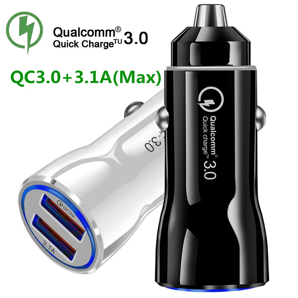 Автомобильное зарядное устройство USB Quick Charge 3 0 + 3.1A для мобильного телефона 2