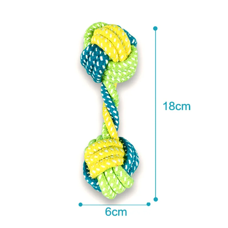 Cotton rope dumbbell Большая маленькая собака кошка Прорезыватель для зубов питомец игрушки для собак жевательная игрушка для собак Зубы Чистая уличная тренировка Веселая Игра зеленая веревка мяч игрушка - Цвет: Cotton rope dumbbell