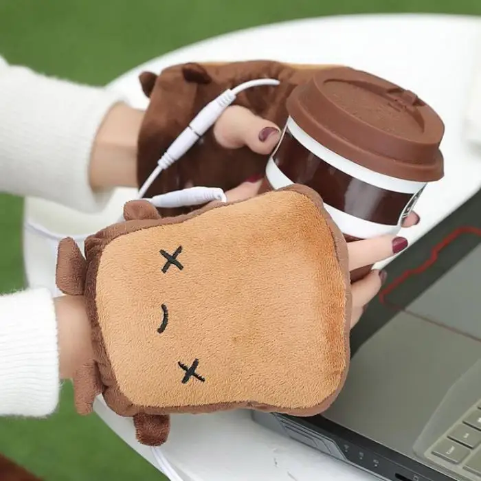 1 пара, USB грелки для рук, теплые перчатки для рук, зимние перчатки без пальцев, рождественский подарок, новое поступление