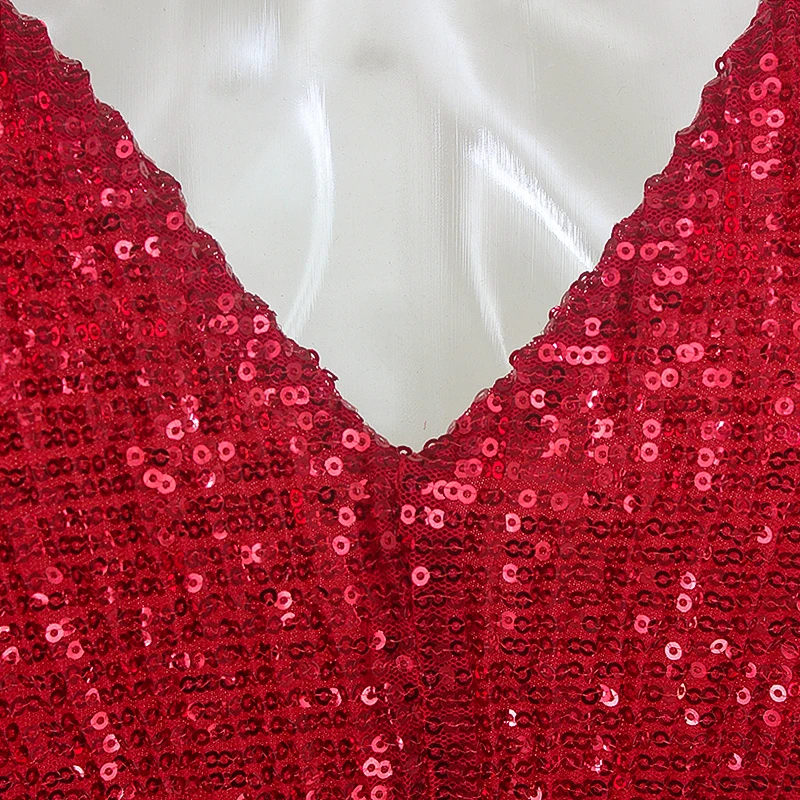 POFASH Sexy Lace Up Halter Sequin Party Dresses Women Backless Deep V Neck Maxi Dress Women Elegant Long Dress Vestidos