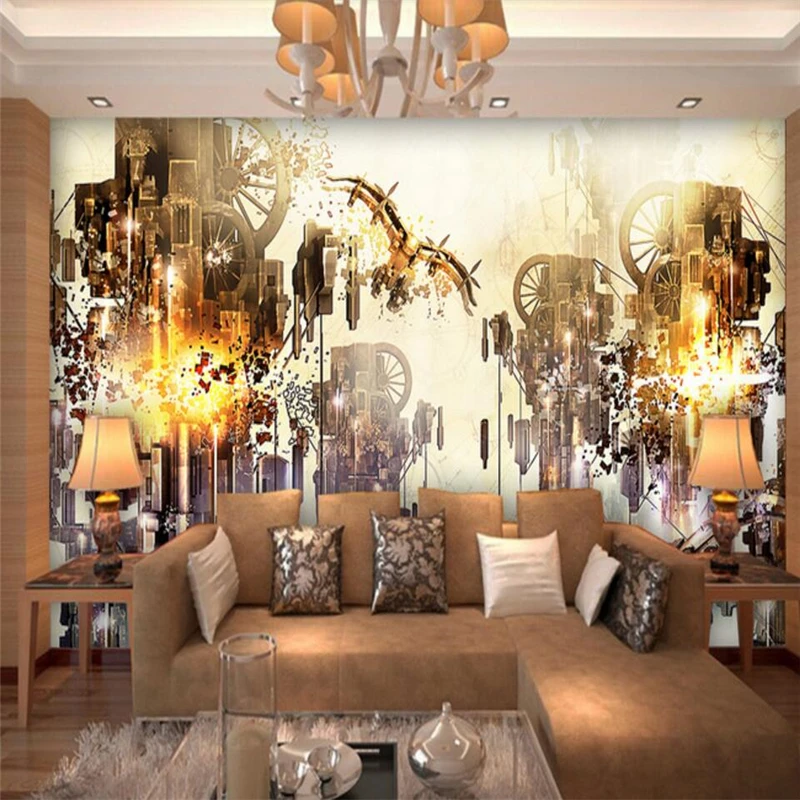 

beibehang Retro nostalgic sci-fi machine space background wall custom large mural green wallpaper papel de parede para quarto