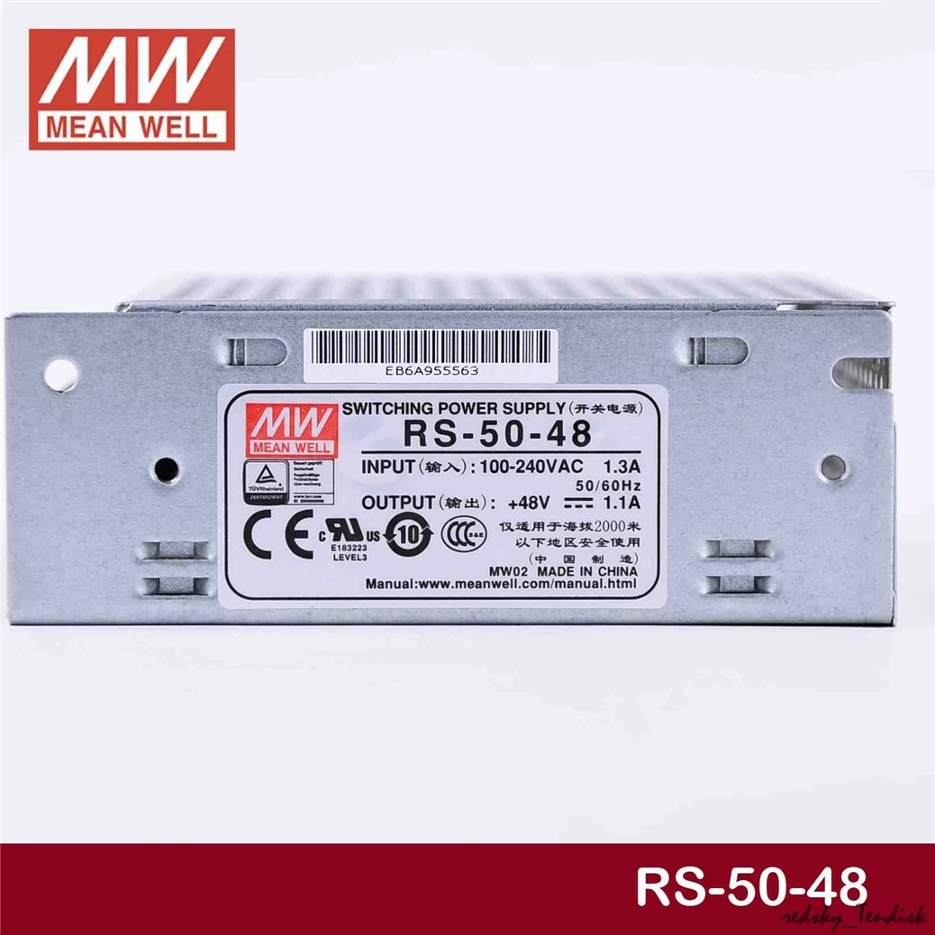 1 шт. в упаковке) Meanwell 50 Вт Питание RS-50-5V/3,3/12/15/24/48 наблюдение езопасности промышленный трансформатор постоянного тока 10A NES-50 APV-35