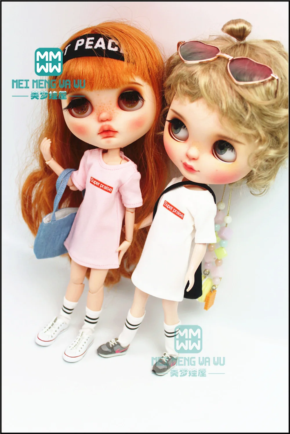 1 шт. Одежда для кукол Blyth белая/Розовая/черная длинная футболка Azone obistu FR 1/6 |