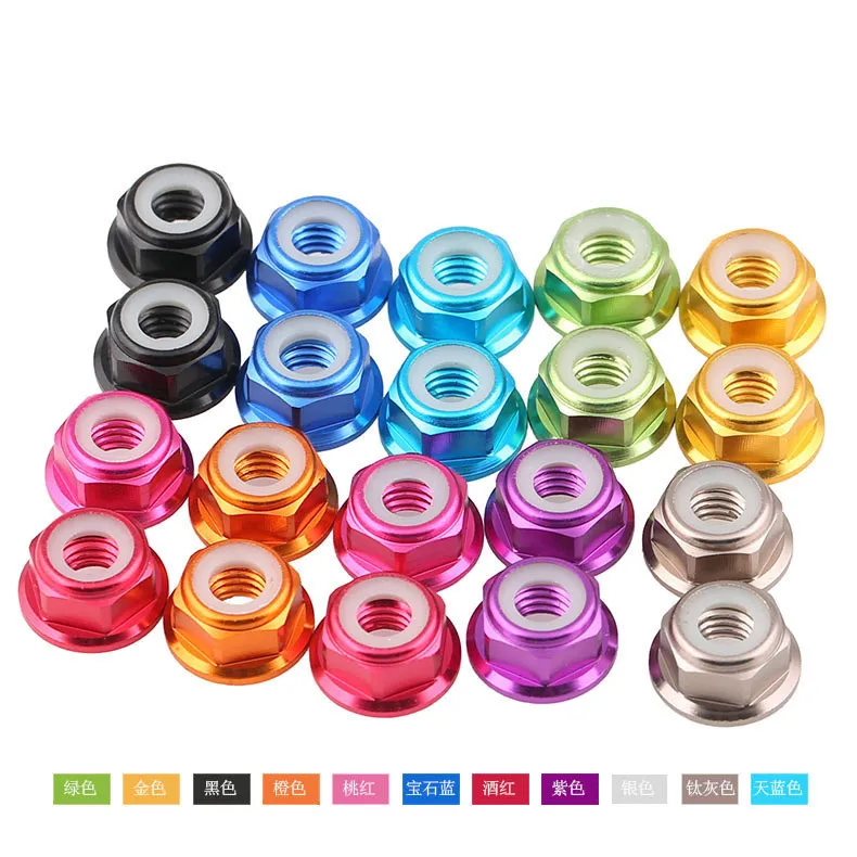 10 шт. алюминиевые фланцевые гайки M2 M3 M4 M5 M6 алюминиевая нейлоновая вставка