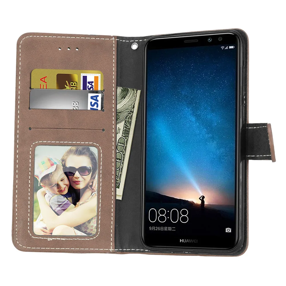 Матовый чехол в стиле ретро для Huawei Mate 10 Lite с откидной подставкой классический