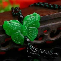 kyszdl natural green stone carving butterfly pendant fashion ladies sweater chain necklace pendant jewelry gifts