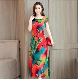 Vestidos mujer, ограниченная серия, новинка, с круглым вырезом, до середины икры, Vestido, Longo, Vanled, платье, женское, с коротким рукавом, круглый вырез, длинное, с принтом, тонкое - Цвет: 13