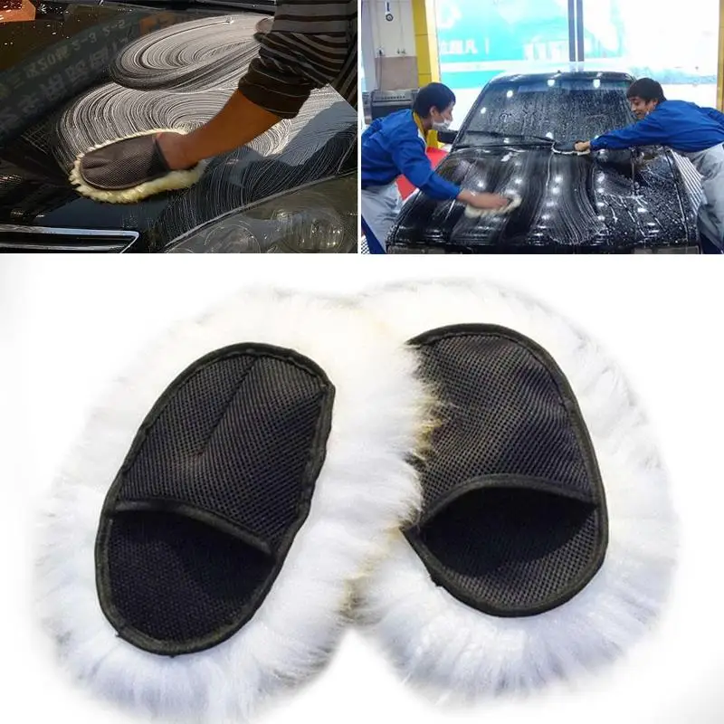 Vehemo супер длинные дышащие сетчатые лапы из овчины для мытья автомобиля