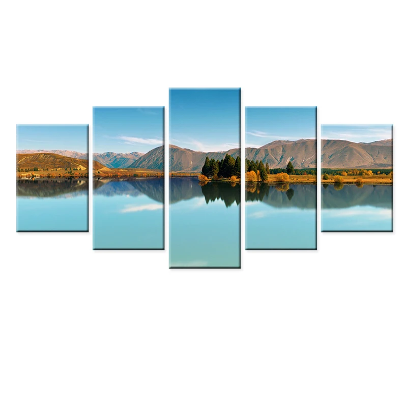 

5 Pieces Modern Canvas Lake And Mountain Painting Wall Art The Picture For Home DecorationGiclee Artwork For Wall Decor