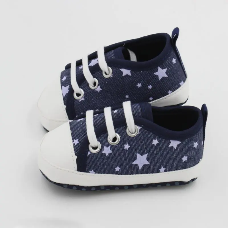 Newborn Baby Boy Girl Toddler Shoes First Walker Canvas Star Printing Lace-Up Autumn Spring For Kids |