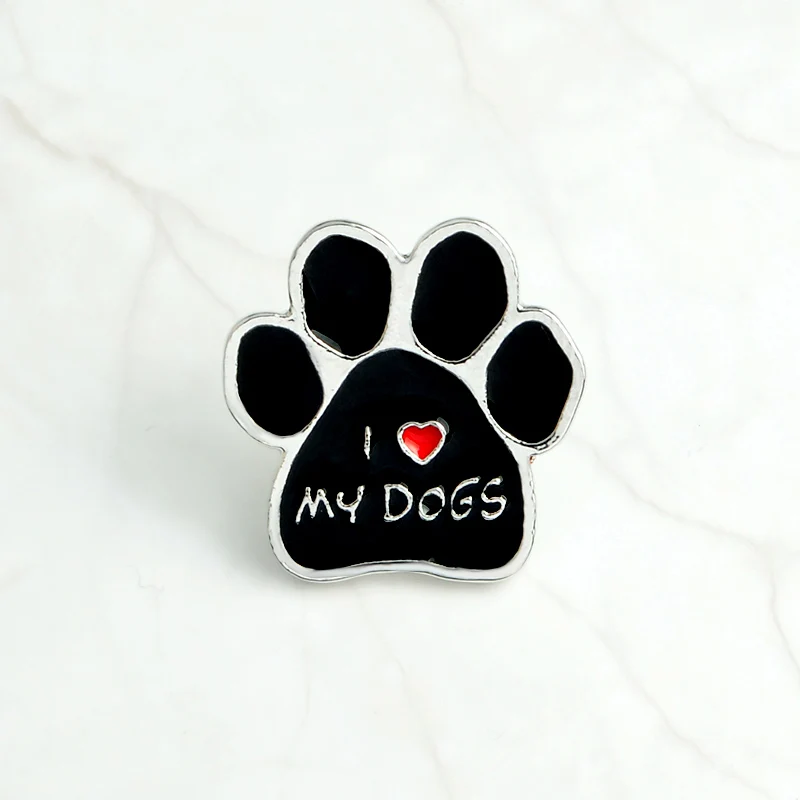 Pet Paw! Черные заколки в виде собачьей лапы эмалированные броши в виде лап "Я люблю своих собак, кто спасал кого, мои дети имеют 4 лапы" значки - Окраска металла: 1