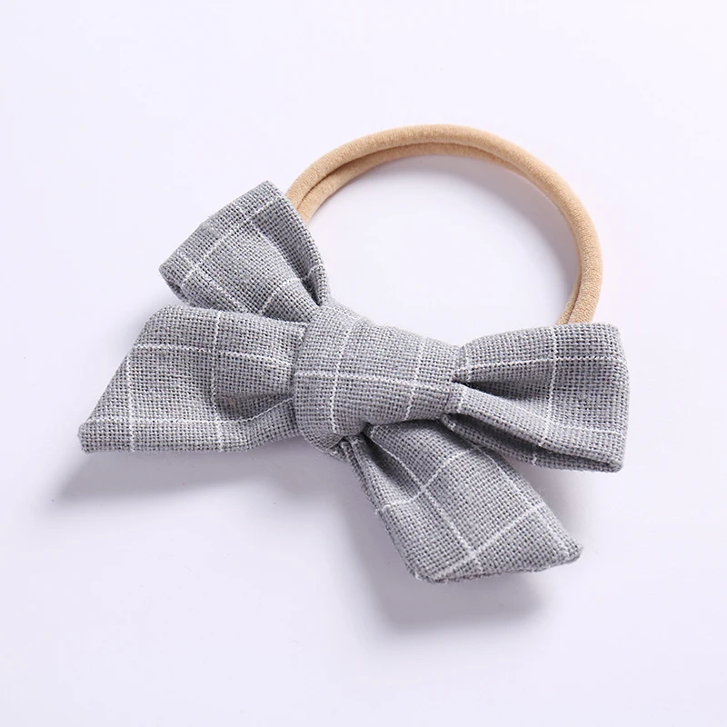 5pcs Cute Newbron Baby Girls Nylon Headbands Fashion Bowknot Plaid Cotton Head Bands Infants Stretchy Wraps | Мать и ребенок