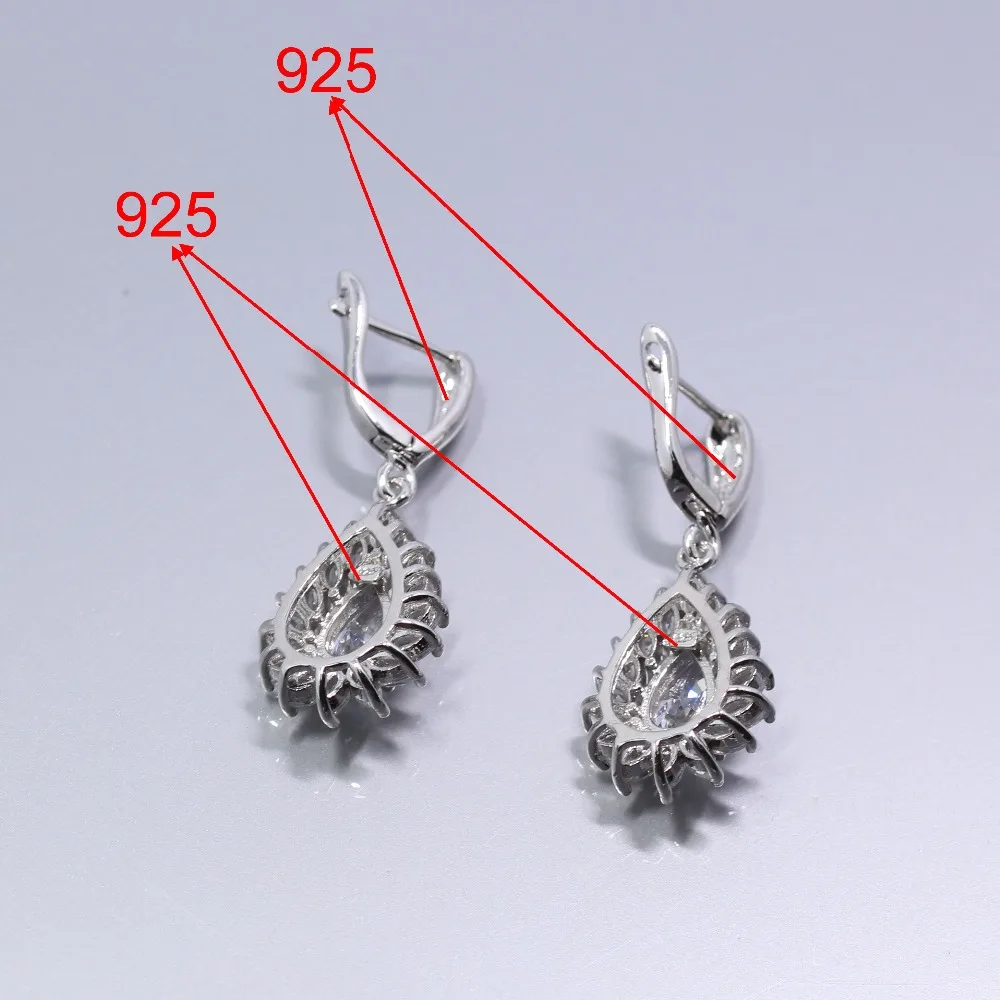 Серебряный набор украшений для женщин браслет из белого циркония длина 21 см