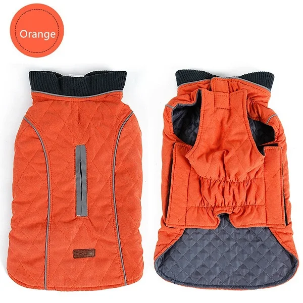 Orange Высококачественная одежда для собак, стеганое пальто для собак, теплая куртка, жилет, новинка, большая собака, ретро, уютный Толстый жилет, одежда, 6 цветов - Цвет: Orange