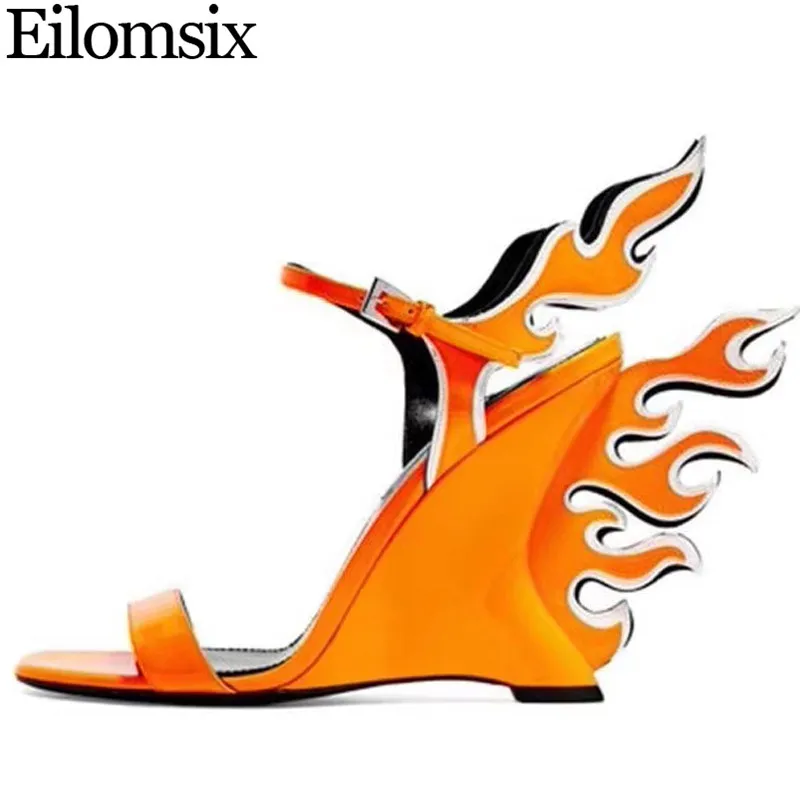 Eilomsix/Новинка 2019 года стильные женские босоножки на высокой танкетке обувь с