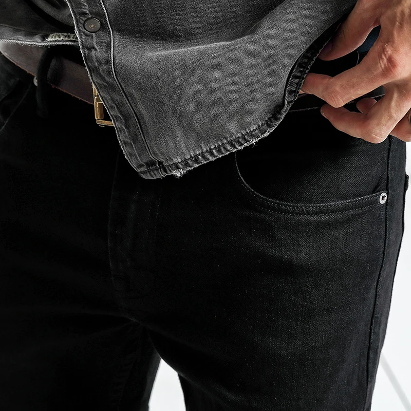 SIMWOOD 2017 Новинка зимы Redline джинсы Для мужчин Slim Fit черные туфли высокого качества